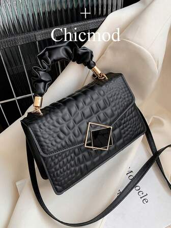 Fashionable Solid Color Crease Handbag, Cloud Bag Crinkle Bag Crocodile Print Large Capacity Stylish Women's Bag, Suitable For Shopping, Wallet, Shopping, Young Women, College Students, Newlyweds, White-Collar Workers. Ideal For Office, University, Work, Business, Commute, Outdoor Activities, Travel And Outing