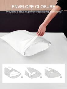 1pc Premium Satin Pillowcase (Pillow Insert Not Included), Soft & Breathable, Wrinkle-Resistant, Gentle On Hair & Skin, Machine Washable, Oeko-Tex Certified, White - White - View 8