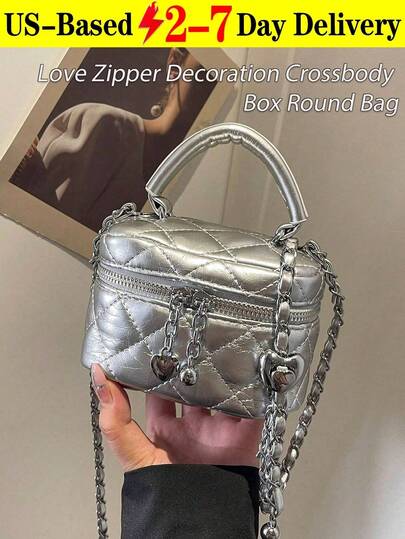 [US-Based Shipping]New Fashion Classic Versatile PU Waterproof Fabric, Quilted Women's Handbag, Lightweight And Portable Zipper Opening And Closing Design Love Zipper Decoration Crossbody Box Round Bag,Fashion Solid Color Embroidered Rhombic Crossbody Bag,Coin Purse Bag,Portable Box,Suitable For Shopping, Suitable For Travel, Shopping And Commuting,Mini Women Handbag,Suitable For Holding Cards And Keys Cute Coin Purse With Heart Decoration Y2k Women's Bag Suitable For Daily Use,Women's Fall Clothing Winter Clothing Christmas Halloween Gift Pumpkin Skeleton Fall Spider Autumn Velvet Furry Party Fuzzy Plush,Black Purse Bags Purses And Bags Women Red Purse Bags For Women Tote Bag Silver Purse Carteras Para Mujer Pink Purse Crossbody Bags For Women Bolsos Para Mujer Handbags For Women Purses For Women Beach Bag Mini Purse Tote Bags For Women Black Bag Brown Bag