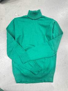 MONNEI Solid Color Turtleneck Sweater Blouse Knit Turtleneck - Mint Green - View 2