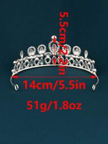 Nuevo estilo coreano Corona de novia con cristales, accesorios para vestido de novia, tiara de aleación para fiesta de cumpleaños de princesa, accesorios para el cabello, coronas, corona de disfraz - Plateado - Ver 4