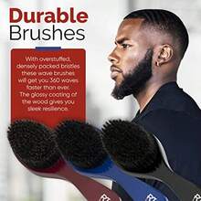 Men's 360 Wave Brush Set With Three Handles For Achieving Perfect 360 Waves Hairstyle Includes Soft Medium And Hard Brushes For Versatile Styling And Daily Maintenance Ideal Grooming Gift Set For Men Who Value Precision And Style In Their Haircare Routine - 黑色 - 查看 6
