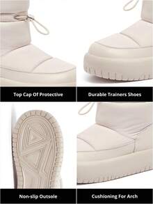 CAMEL CROWN Bread Snow Boots Mid-Tube Thick Sole Cold-Resistant Plus Velvet Thickened Cotton Shoes Women's Short Boots - Beige - View 6