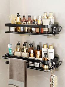 两件套浴室置物架，防锈抛光金属壁挂式收纳架，适用于浴室、卫生间、梳妆台、淋浴房，节省空间，可收纳洗发水、护发素等物品，也适用于浴室、梳妆台和厨房。 - 彩色 - 查看 16