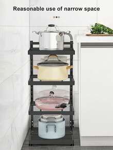 1pc Multi-Tier Height Adjustable Stainless Steel Pot Rack - Space-Saving Under Sink Storage Solution For Kitchen Utensils And Cookware - Durable, Easy-To-Assemble, And Versatile Cabinet Organizer For Home And Restaurant Use - màu đen - Xem 6