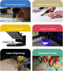 Black Plywood (8pc): Perfect For Laser Cut Models & Creative DIY! - Black - View 7