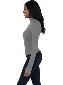 Yogalicious Womens Crosstrain Everyday Half Zip With Thumbholes - 鐵門 - 查看 3