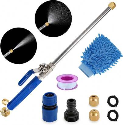 2025 Upgraded Jet Nozzle Power Washer Wand For Garden Hose,Jet Nozzle High Pressure Hose Nozzle,Power Washer Attachment For Hose, 2-In-1 High Pressure Power Washer For House