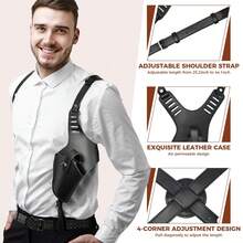 Tactical Leather Underarm Shoulder Holster – Designed For Concealed Carry | Gun Holster Fully Adjustable As 1911, 17/19, Fits Multiple Handgun Models - Black - View 5