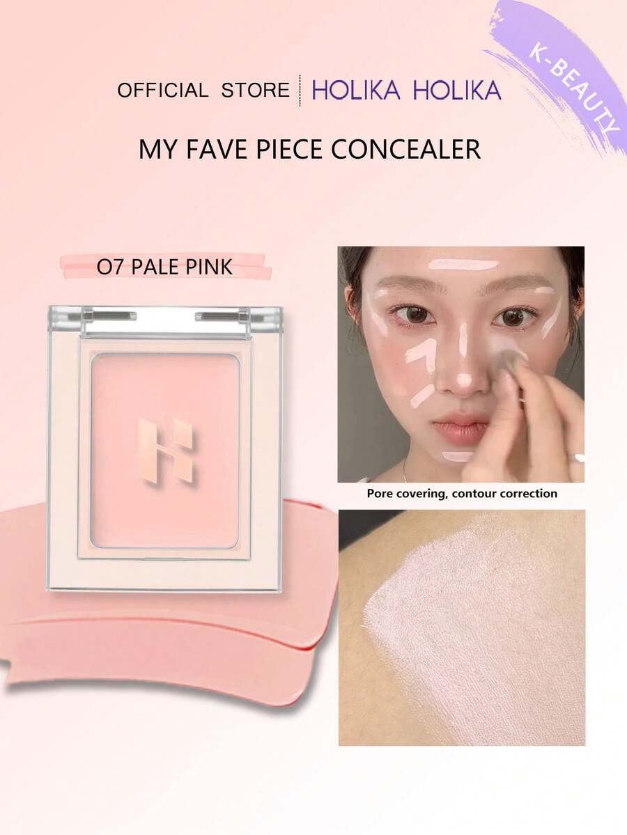 HOLIKA HOLIKA My Favorite Concealer 07 Light Pink, Multi-Functional, Easy To Create Flawless Makeup. High Coverage, Layerable, Blendable For Natural Makeup Look. Large Capacity, Suitable For All Skin Tones. 2g/0.07oz, Korean Cosmetics - 07 PALE PINK - View 1