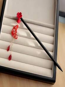 18厘米中国风红色锌合金扇形吊坠发夹，适合多种发型，可用作女性发饰或胸针，头部饰品，女士发饰 - 彩色 - 查看 25