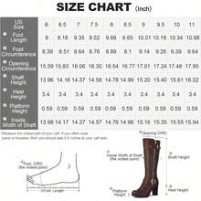 PENNYSUE Women's Knee High Boots, Fashion Chunky Block Heel Warm Winter Boots With Side Zipper For Office And Casual Wear - 棕色浦 - 查看 7