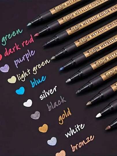 10pcs Metal Marker Pens - Waterproof, Multi-Color, Medium Tip, Suitable For Plastic Surfaces, Adult Painting - Resin Mold Ink-Resistant, Suitable For Making Greeting Cards, Invitations, Cards, Scrapbooks, DIY Albums And Handicrafts.