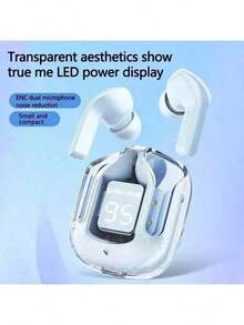 T2 Tws Wireless Transparent Headphones Bluetooth Headset ENC Power Digital Display Stereo Sound Earphones For All Smartphones - Multicolor - View 3
