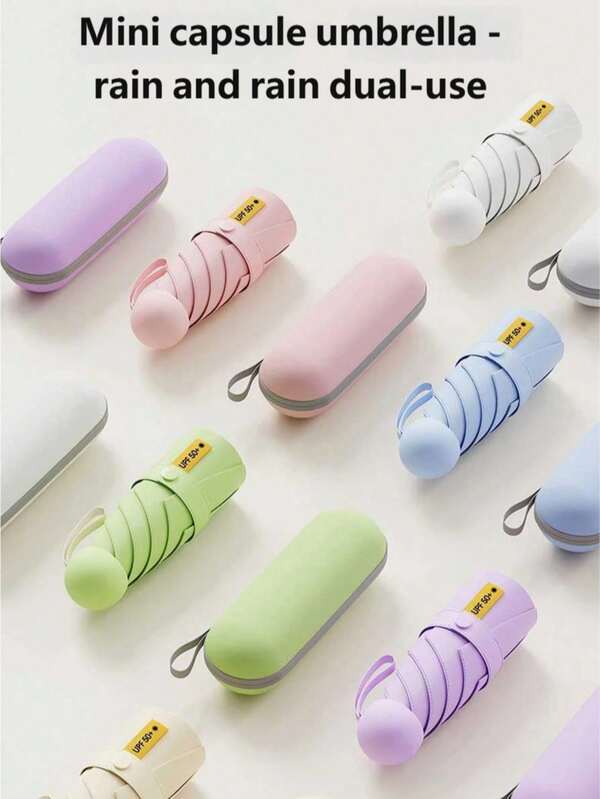  6-Rib Ultra-Light Compact Mini Umbrella, Portable Folding Pocket Umbrella With Adorable Round Tip Design, Dual Use For Sun And Rain With UV Protection, Fits In Your Bag For On-The-Go Carry