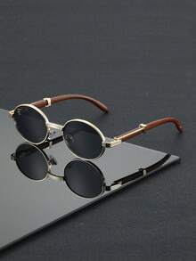 1副几何铜色小无框全框染色镜片百搭街头朋克经典酷炫男士时尚眼镜，适合海滩派对户外旅行装饰