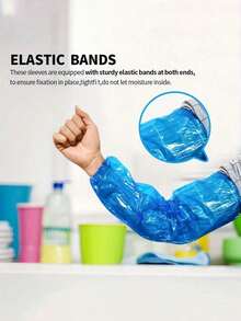 Disposable Arm Sleeves, Clear Plastic PE Oversleeves, Waterproof Oil-Proof Dustproof, Elastic Cuff For Kitchen Cleaning Painting Repair - Multicolor - View 11