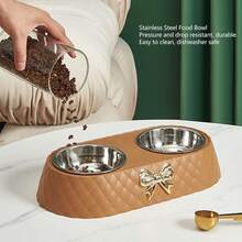 Pet Bowl Stainless Steel Dog Drinking And Food Bowl With Anti Slip Base, Suitable For Cats And Dogs - 棕色 - 查看 5