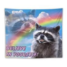 Believe In Yourself Tapestry Meme Funny Raccoon Tapestry For Bedroom College Dorm Home Decor Wall Hanging - Nhiều màu - Xem 1