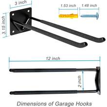 Garage Hook Hangers, Shovel Holder Wall Mount, Rake Racks, Ladder Hanger, Folding Chair Rack, Garden Tool Hooks For Hanging Yard Tools, Ladders, Bikes And More - 2 Garage Hooks & 10 Silver Screws - View 6