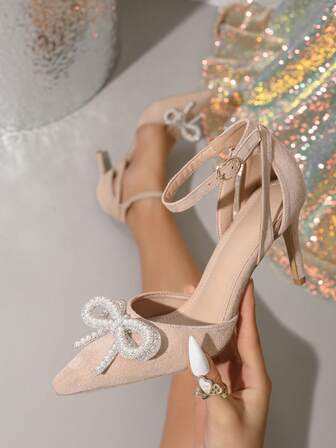 Fashionable Avant-Garde Women's High Heel Sandals, Solid Color Western Style Wedding Fabric Hollow Closed Toe Pumps, Wedding Spring/Summer