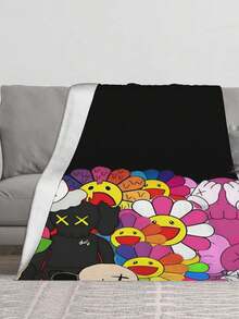 Kawss Merch Kawaii Kaw Blanket For Men Women Warm Cozy Fluffy Throw Blankets For Bed - 黑色 - 查看 3