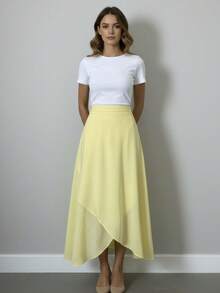 Polka Dot Wrap Pareo Skirt - Màu vàng - Xem 1