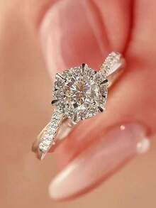 1 件可调节订婚/结婚戒指，情人节礼物 - 銀色 - 查看 2