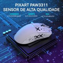 ATTACK SHARK X11 Wireless Gaming Mouse With RGB Magnetic Charging Base, PixArt PAW3311 Sensor, Ultra-Light 59g, 3 Modes (Wired/2.4G/Bluetooth), Up To 22,000 DPI, PC/WIN Compatible - 白色+貼紙 - 查看 4