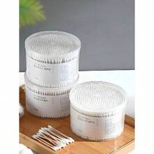 1 Box Of 500pcs High Quality Double-Headed Cotton Swabs With Wooden Sticks - Includes Transparent Storage Box For Daily Cleaning, Ear Plugs For Handicrafts And Cosmetics, Suitable For Pets - Multi-Purpose - Multicolor - View 3