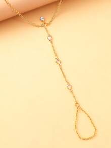 精致金色手链戒指，简约立方氧化锆指环手链饰品，可调节水晶手链，女士款 - 幾何 - 查看 6