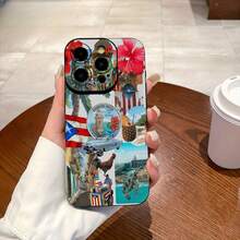 2026Una Funda Para Teléfono Puerto Rico Collage Art Funda para iPhone 11/12/13/14/15/16 Pro Max Plus TPU a prueba de golpes, ligera, de viaje, multicolor - Negro - Ver 6