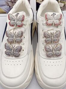 2 PIEZAS Encantos de cordones de zapatos de mariposa de resina colorida de lujo DIY Decoraciones para botas, zapatillas de mujer Cordones con piedras brillantes extraíbles Hebillas de accesorios personalizados Decoración de clips de zapatos Apto para zapatos con cordones de mujer Regalos de Navidad, Halloween, San Valentín, cumpleaños, fiesta (Zapatos no incluidos)