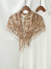 1件女士碎花蕾丝边领巾,适合春夏婚礼、派对、外出就餐等场合,带流苏,可作面纱,适合秋季婚礼、女士服装、情人节配饰。 - 純色 - 查看 31