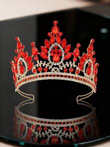 1pc Luxury Gold Bridal Crown Headpiece, Suitable For Wedding, Birthday Party, Photography