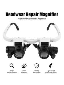 Head-Mounted LED Magnifying Glass With 3 Lens Options – High Power Dual-Eye Magnifier For Precision Work, Jewelry Repair, Reading, Crafts & Model Building - White - View 4