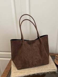 Autumn/Winter New Suede Tote Bag, Large Capacity Commuter Bag, Casual Minimalist Versatile Ins Style Shoulder Bag For Women - Multicolor - View 2