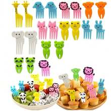 10/36/40/50pcs Cartoon Animal Fruit Forks, Multiple Colors(Randomly Sent) Mini Forks For Desserts, Cakes, Fruits, Salad, Party Decorations,School Supplies - 10 Pieces (random Colors) - View 2