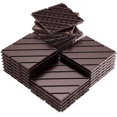 GOOVILLA 9/27/36ps Interlocking Floor Tiles, 12" X 12" Outdoor Flooring,All-Weather Waterproof Deck Tiles For Patio/Poolside/Garage/Gym, 1 Sq Ft Coverage Per Tile, Easy To Install