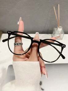 1副女士黑色椭圆形塑料时尚无度数防蓝光眼镜，美式风格，适合日常办公和大学使用，透明眼镜配件，电脑阅读游戏电视手机。 - 彩色 - 查看 15