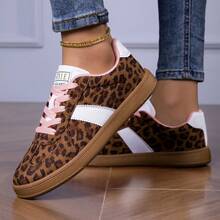 女士休闲运动鞋，适合日常穿着，四季皆宜，鞋底柔软，平底，耐用，减震，防滑，豹纹，2025年新款，舒适 - 豹紋 - 查看 15