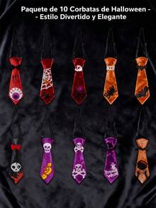 10pcs Halloween Fliege für Kinder und Erwachsene, Geisterfest, Maskerade, knotenlose Fliege, Partydekoration, Kürbis-Schädel-Fliege