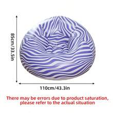 1 pieza Sofá inflable a rayas azules, silla de camping portátil para niños, sofá perezoso ligero y fácil de almacenar para uso en interiores y exteriores - Azul oscuro - Ver 3