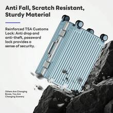 Luggage Set 20/24 Aluminum Frame Luggage Set With Cup Holder & Charge TSA Lock,Hardshell Zipperless Design Carry On And Checked Luggage Unisex (Model A – Black 20inch) - Màu xanh lam - Xem 7