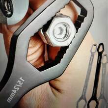 1pc Multipurpose Black 5mm Thick Torx Wrench, Adjustable Self-Tightening Dual-Head Spanner, Wrench Mouth Size 3-17mm, Portable Manual Tool For Automotive & Home Use