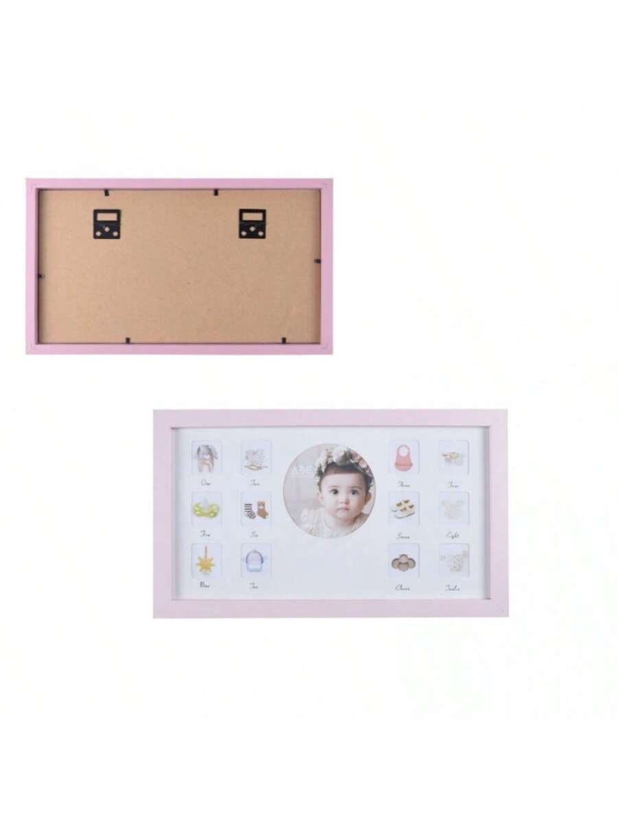 Marco de fotos para bebé, cartulina rosa, 13 agujeros, 18 x 33 cm