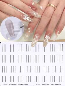 2张法式图案黑色透明美甲贴纸，快速绘制网格模板带定位线，可重复使用亚克力美甲贴纸，适用于美甲和足疗。 - 黑與白 - 查看 10