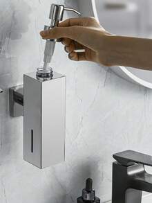 موزع صابون قابل للضغط، مصنوع من مادة الفولاذ المقاوم للصدأ 304، مثبت على الحائط لشامبو الفنادق وصندوق غسول الجسم، زجاجة صابون قابلة للاستبدال - متعدد الألوان - مشاهدة 3