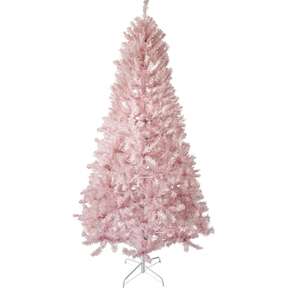 Dragonpad 6.5ft Artificial Prelit Christmas Tree With 250 Warm White LED Lights, Balck/Pink/White Battery Operated Xmas Tree With 818 Branch Tips, Easy Setup For Living Room, Home, Office, Holiday Decor