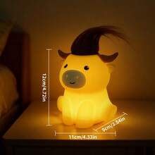 Highland Cow Decor Night Light, Rechargeable And Dimmable Soft Farm Animal Highland Cattle Lamp With Soft Touch,Novelty Highland Cow Party Favors Cute Gifts For Adults Boys Girls Women Men - 高地牛夜燈 - 查看 2